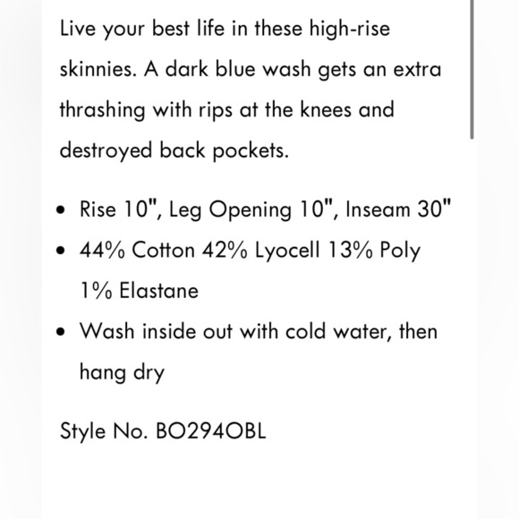 BLACK ORCHID HIGH RISE SUPER SKINNY GISELE ITALIAN DENIM SLIMMING TECHNOLOGY DNM - Picture 5 of 16